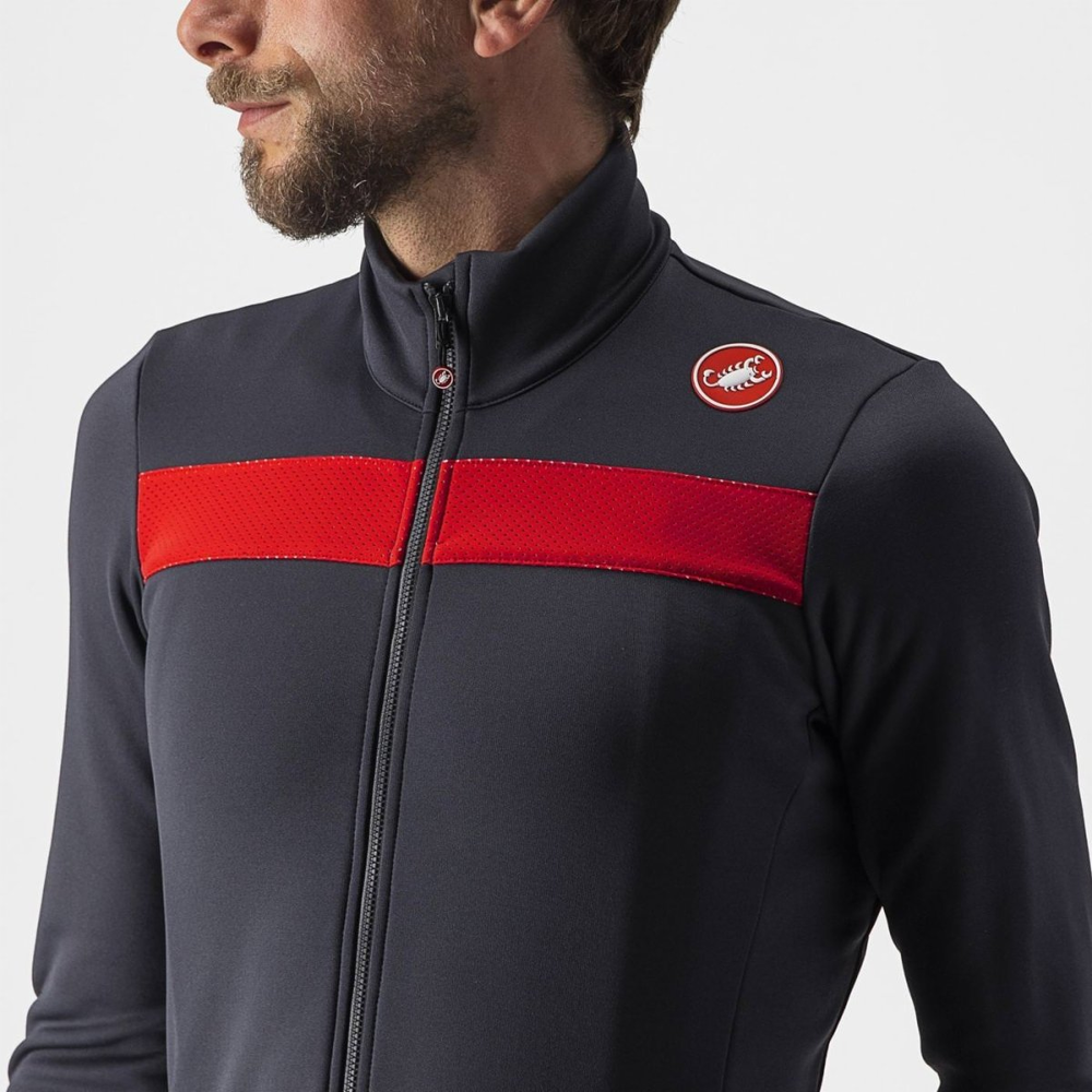 Castelli サイクルジャケット 黒/赤 CASTELLI 「カステリ」 Lサイズ メンズ サイクルジャケット